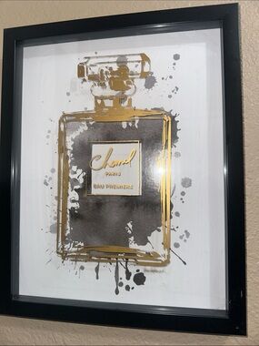 CHANEL Eau Premiere Gold & Black Perfume Bottle Art Print
